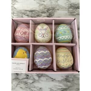 Cupcakes & Cashmere Set of 6 Ceramic Easter Egg Frosted Sugar Cookies Decor New